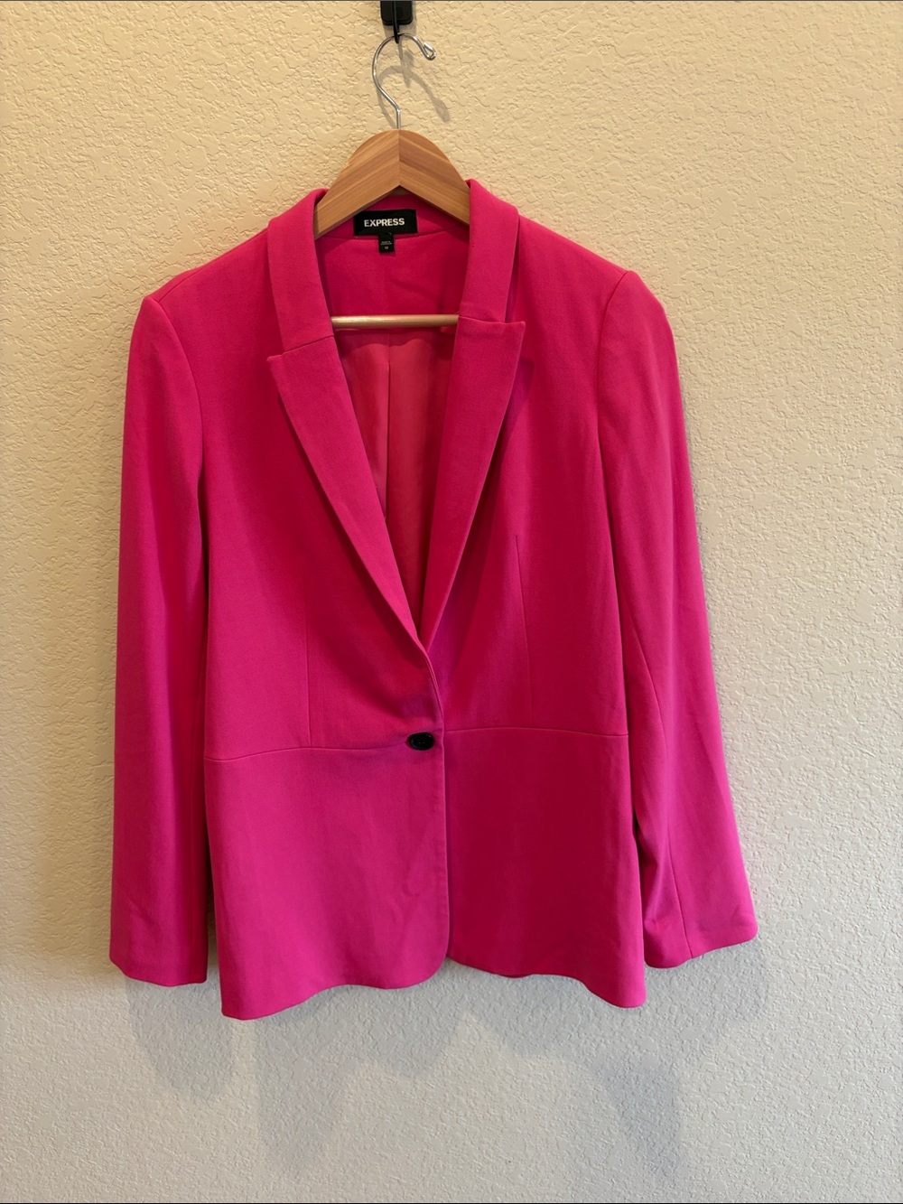 Express Hot Pink Single-Button Notch Lapel Blazer